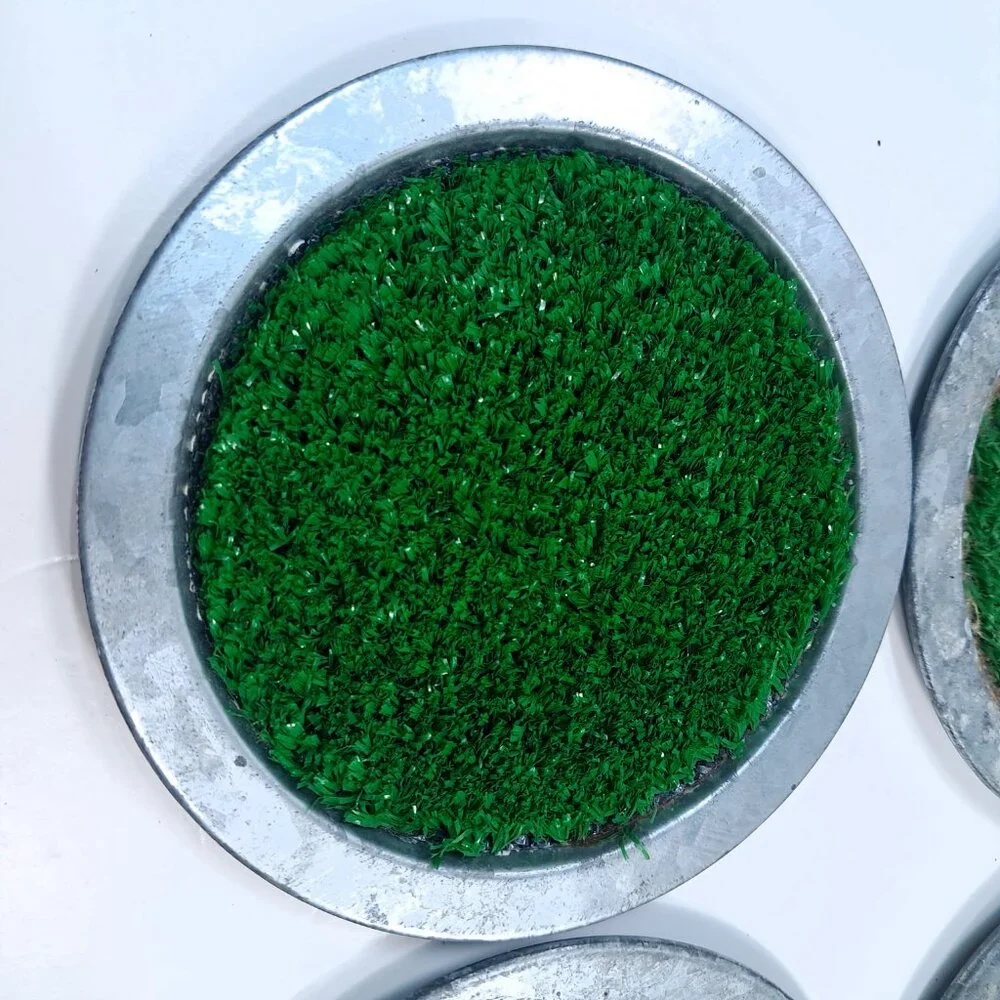 Pottery Barn Grass Turf Coasters Set 4 Football Baseball Golf Sports Steel metal